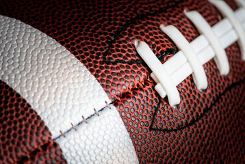 Macro shot of American football ball background