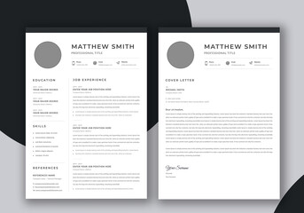 Professional Resume and Cover Letter, Minimalist resume cv template