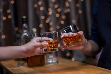 whiskey, for a friendly party in a bar or a restaurant.