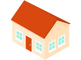 Simple Flat Isometric Orange Color House Vector Illustration Icon
