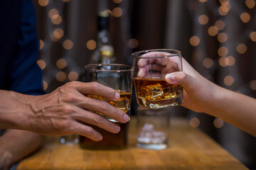 whiskey, for a friendly party in a bar or a restaurant.