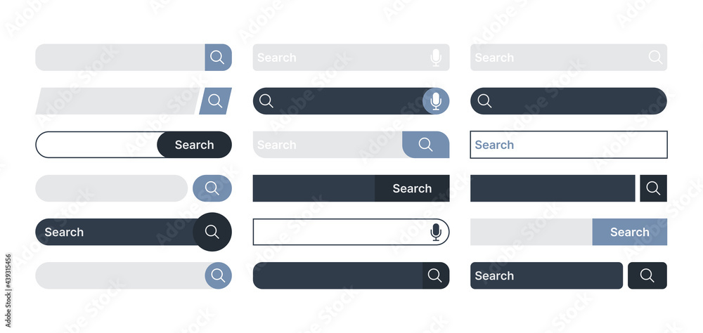 Poster search bar. internet browser items ui design templates domain find boxes in modern clean style color