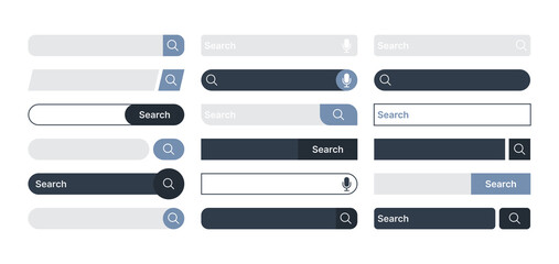 Search bar. Internet browser items ui design templates domain find boxes in modern clean style color search bar garish vector pictures