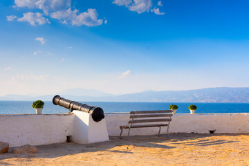 View from canons in Hydra Island in Saronikos Gulf Greece - 439315482