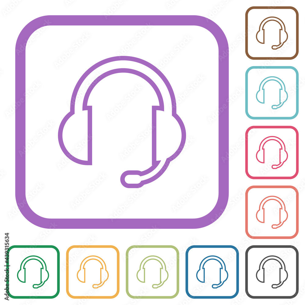 Poster headset with microphone simple icons
