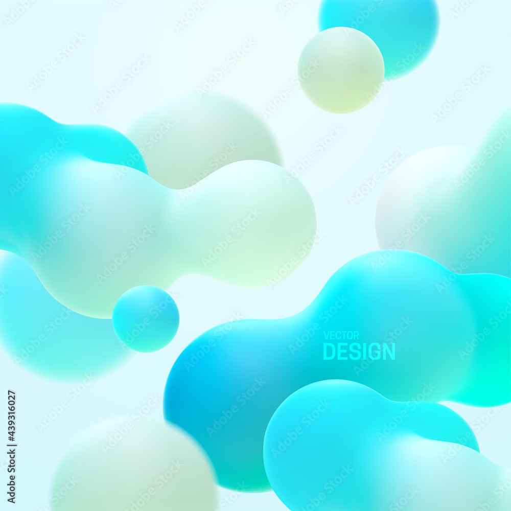 Poster gradient background with turquoise metaball shapes