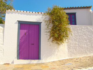 Colorful door frame in Hydra island Greece Saronikos Gulf - 439316231