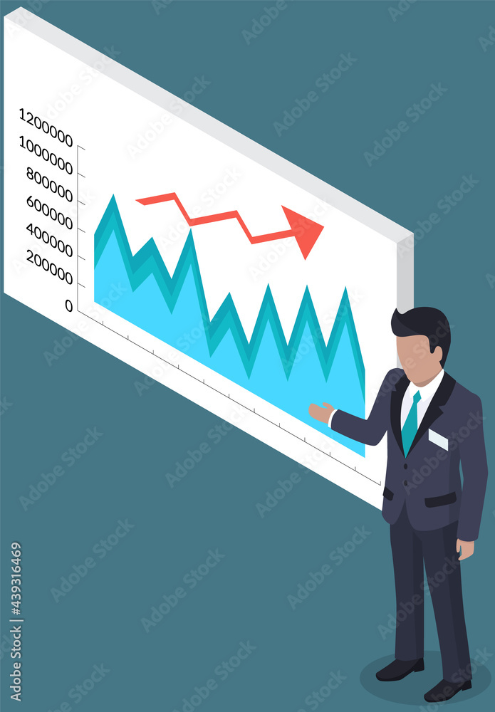 Poster visualize with business analytics. work with statistical data analysis, changing indicators. analyze