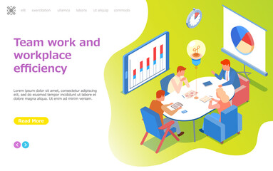 Fototapeta premium Visualize with business analytics. People work with statistical data analysis, changing indicators. Employees analyze statistical indicators, business data. Characters work with marketing research