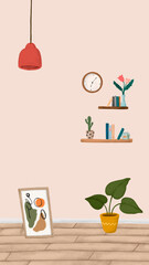 House interior mobile phone wallpaper sketch style vector