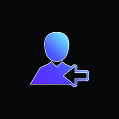 Back Left Arrow And Man Symbol blue gradient vector icon
