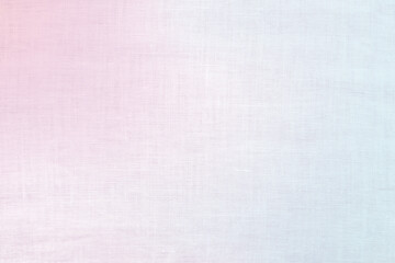 Linen texture background dyed in pink and light blue gradient