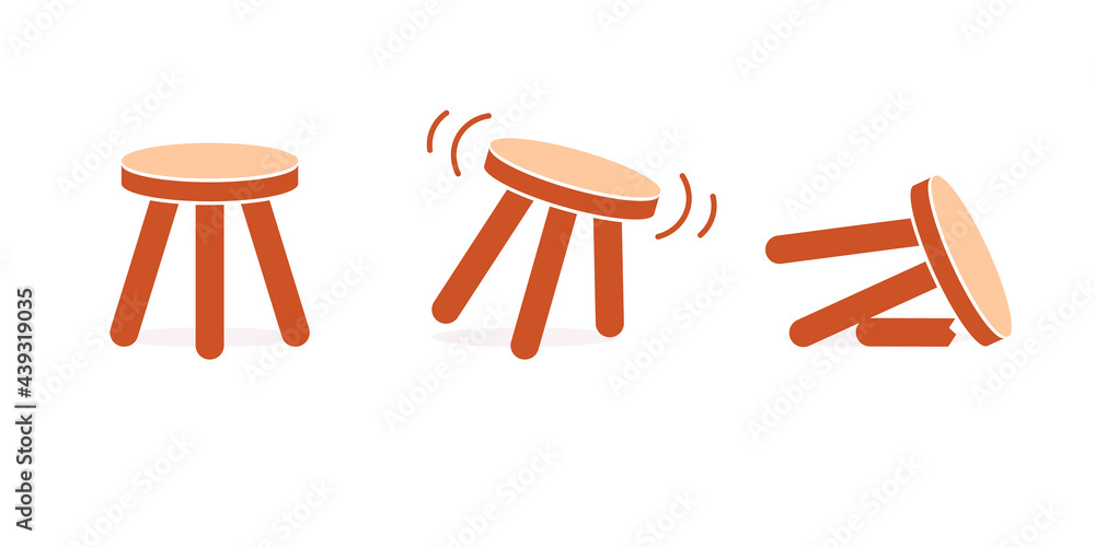 Canvas Prints three legged stool stable wobbly and broken icon set. clipart image isolated on white background