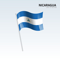 Nicaragua waving flag isolated on gray background