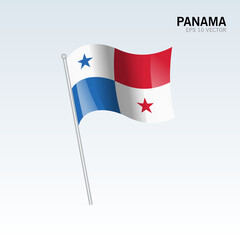panama waving flag isolated on gray background