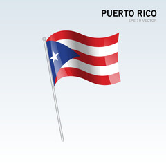 Puerto Rico waving flag isolated on gray background