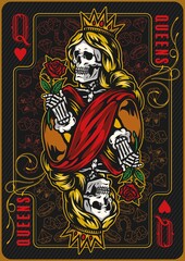 Queen of hearts poker card template