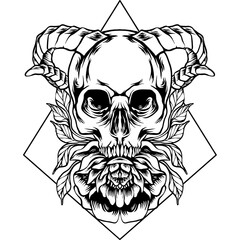 The Skull Head And Flower Silhouette