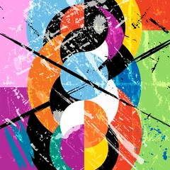Gardinen abstract circle background, retro style, with paint strokes and splashes, grungy © Kirsten Hinte