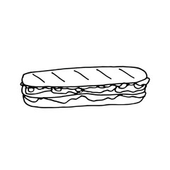 Doodle hand drawn panini.Hand drawn lineart element.Fast food.