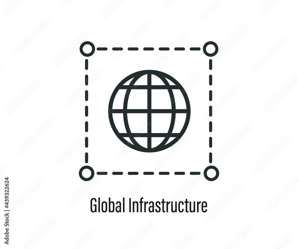 Poster global infrastructure. globe icon with editable stroke and pixel perfect.
