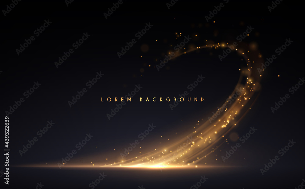 Wall mural abstract gold light effect on black background