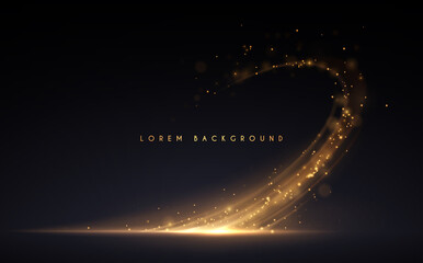 Abstract gold light effect on black background - 439322639