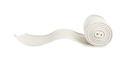Medical bandage roll isolated on white. First aid item