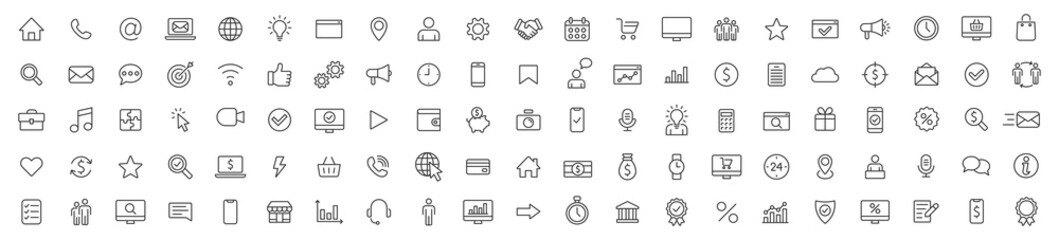 Fototapeta premium Business icons set. Finance icon. Web icons collection vector. Management line icons