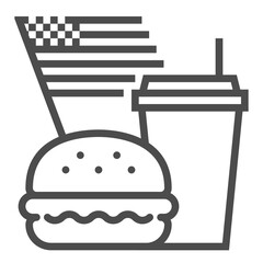 American food, square line vector icon.