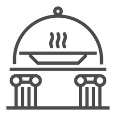 Greek food, square line vector icon.