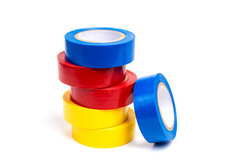 Colored duct tapes isolated on white background.