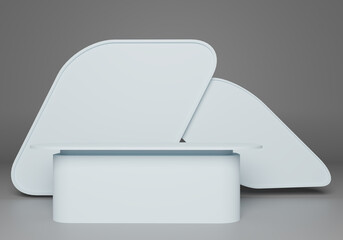 Podium stand. Three-dimensional pedistal on a gray background. podium stand for product...