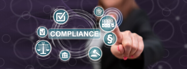 Woman touching a compliance concept