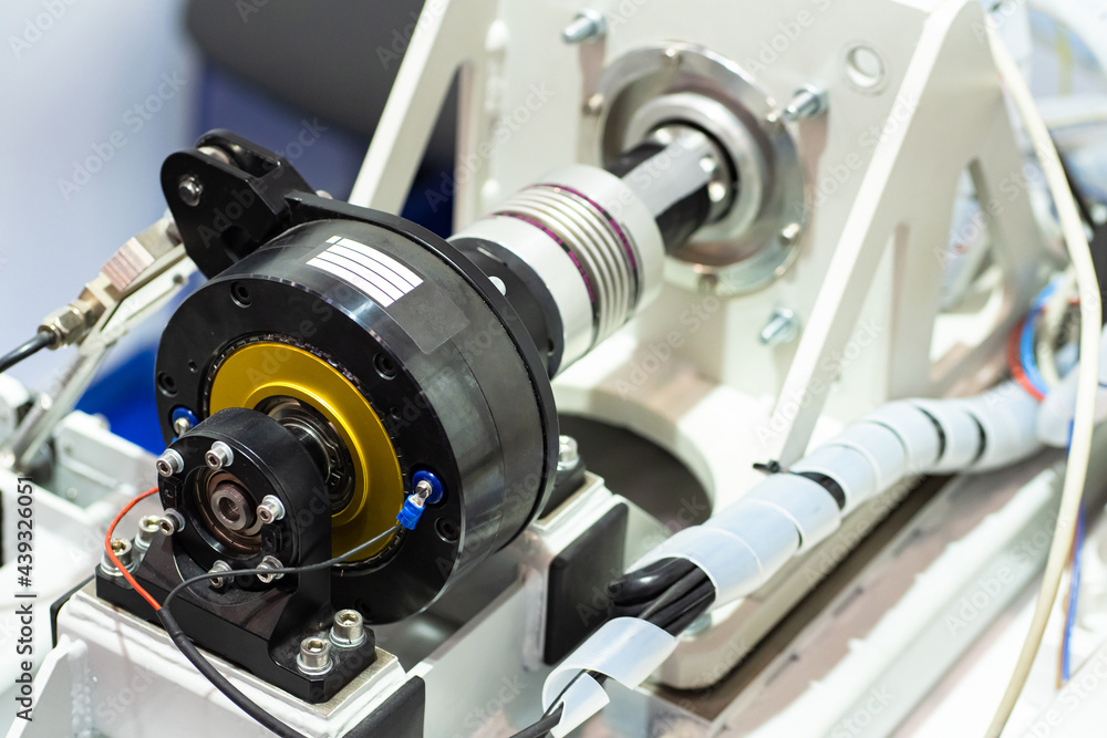 Poster fragment of engineering equipment. equipment for engineers close-up. fragment of the injection moldi