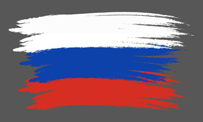Flat russian flag vector . national flag of Russia using brush style. vector illustration