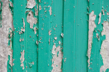 Old metal shabby green fence. Background with place for text