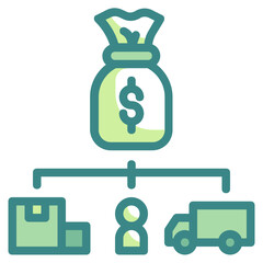 cost green twotone line icon