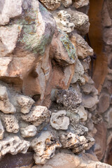 The walls are made of natural stone. background, texture. Close-up background.