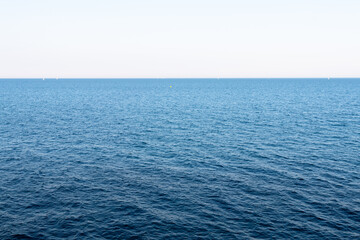 Fototapeta premium Mediterranean sea horizon captured in a sunny day in Barcelona, Spain.