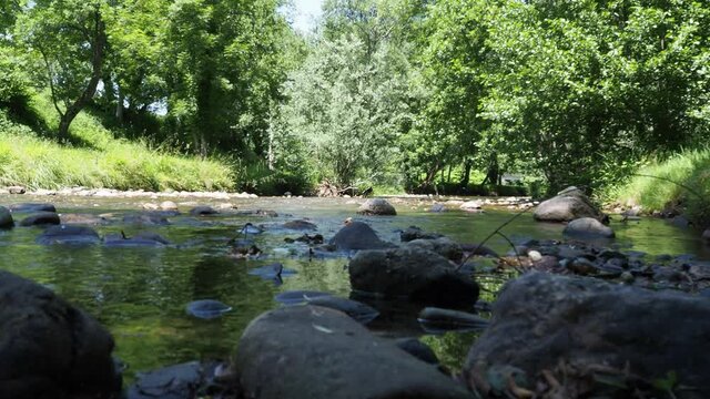 River in Arette France tranquil scene 4K video