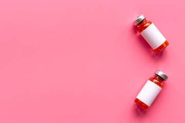 Vaccine vials. Covid vaccine in bottles. Vaccination concept