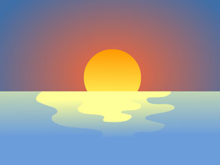 Retro sunset above the sea or ocean
