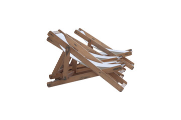 Relax wooden chairs and white canvas on isolated white background with clipping path.