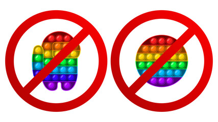 NO popit poppit pop-it popit toy rainbow vector cancel