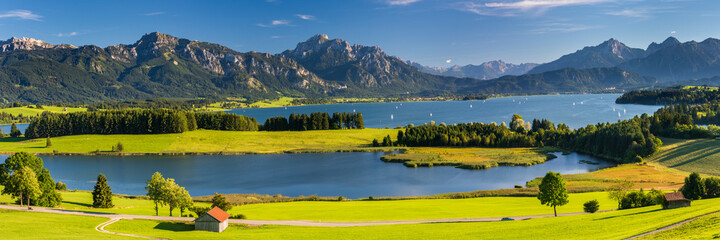 Panorama Landschaft im Allgäu am Forggensee