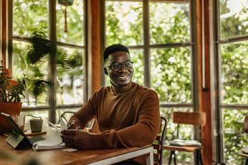Adult man, looking to leave the bar after having a drink.