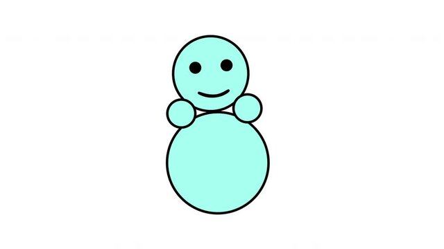 Roly-poly toy, optimism and fortitude symbol. Luma matte, seamless loop animation. Blue cyan.