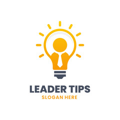 Leader Tips Logo Template Design. Creative people logo. Smart business and future idea vector illustration.