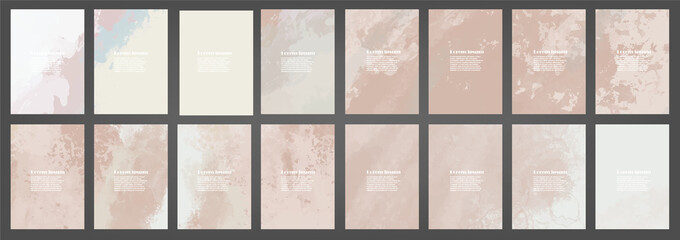 set of pink and earth tone watercolor, Minimal Design for text, packaging, vector illustration.